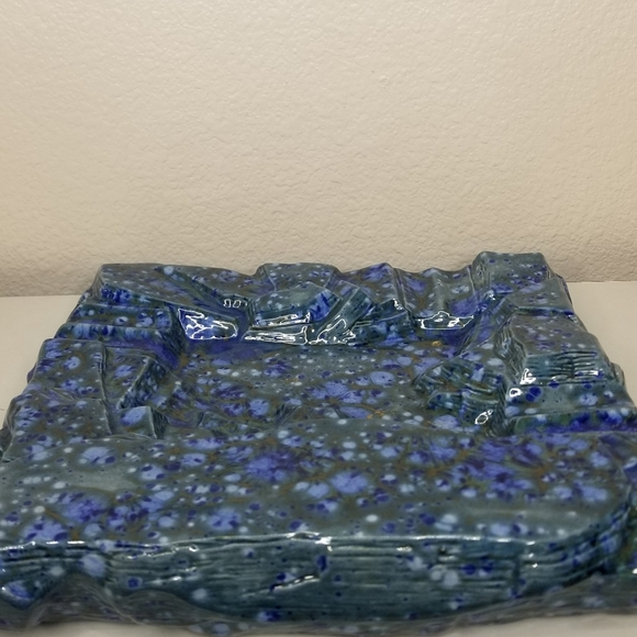 Holland Mold Pottery Large Ceramic Ashtray Mid Century- Modern Speckled Blues - Picture 8 of 15